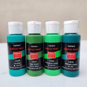 NEW 4 Caliart Acrylic Paint Set Green Greens colors 59ml, 2oz each Art Craft Pai